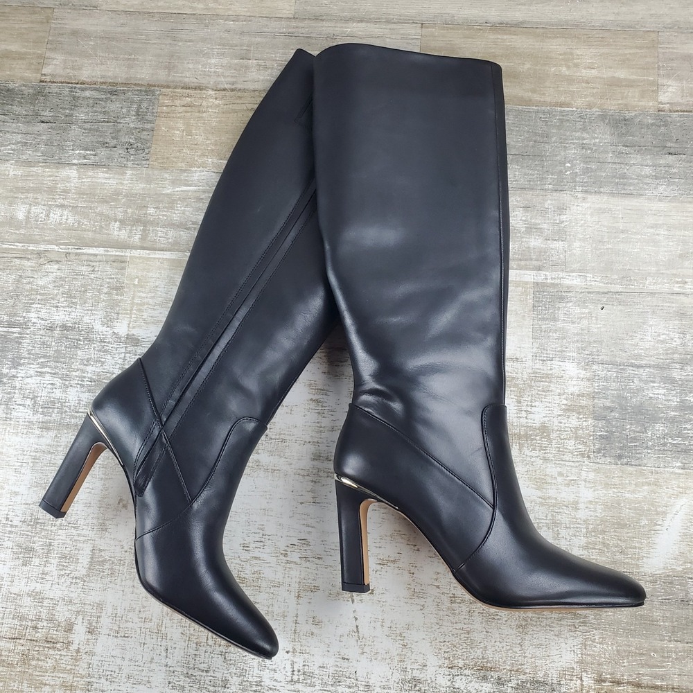 Vince Camuto Gylina Womens Boots Sz 8 M Black Leather Side Zipper Pointed Toe